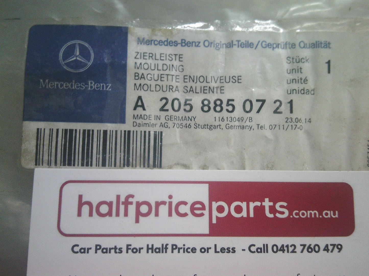 Mercedes Benz C-Class W205 Genuine Rear Bumper Chrome Moulding New Part
