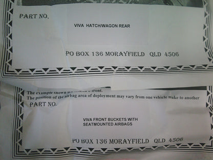 Holden Viva Hatch/Wagon Front And Rear Fabric Seat Covers - New Part