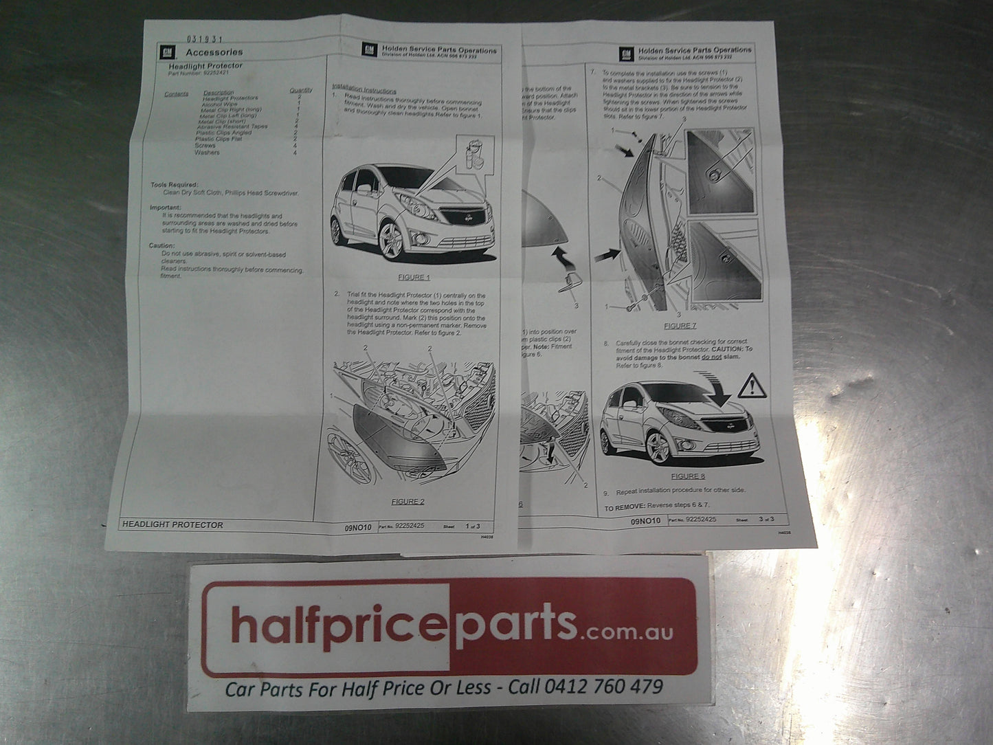 Holden Barina Spark Genuine Head Light Protector Kit New Part