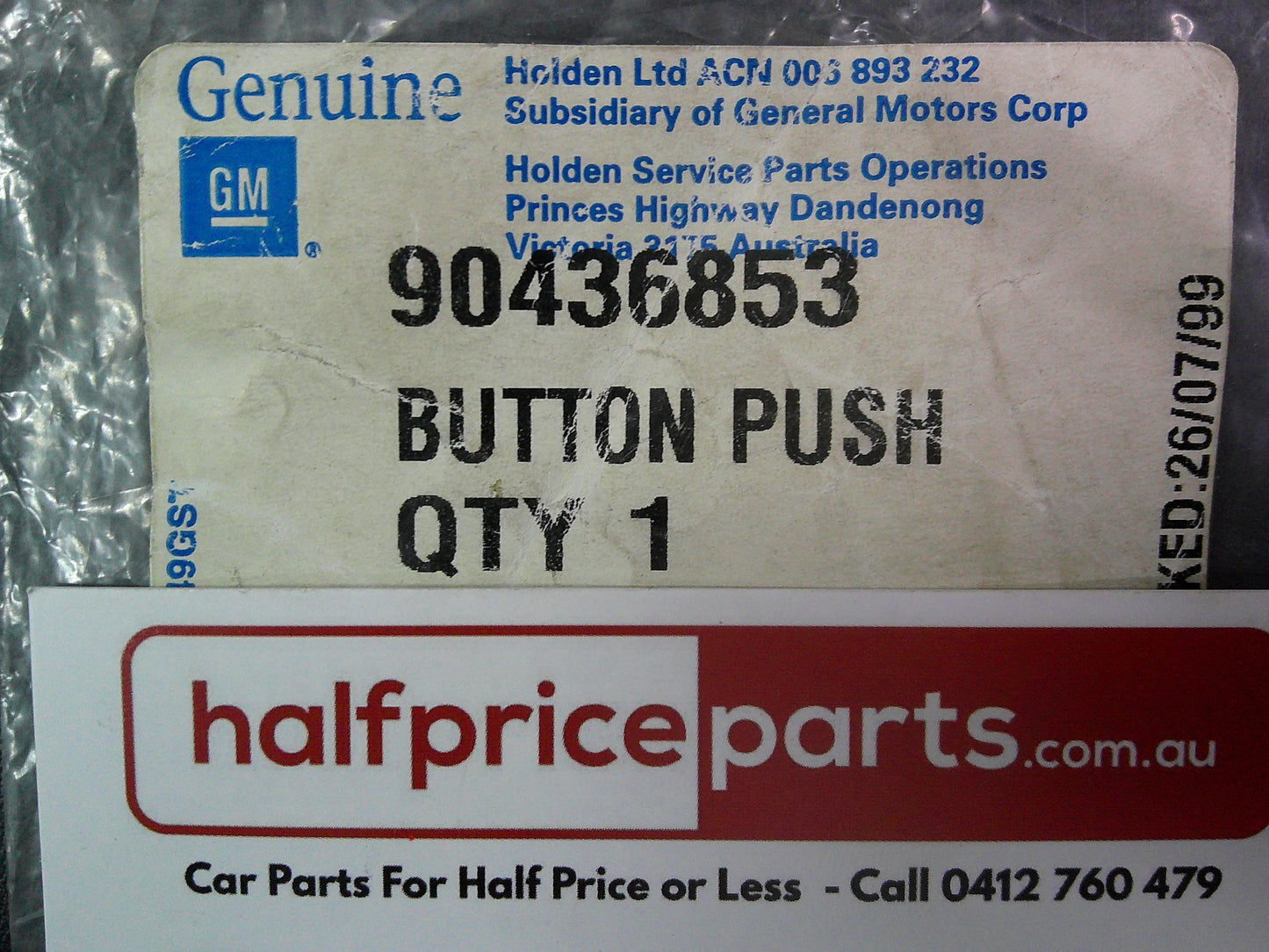 Holden JR Vectra Genuine Button Push Scuttle Trim Grey New Part