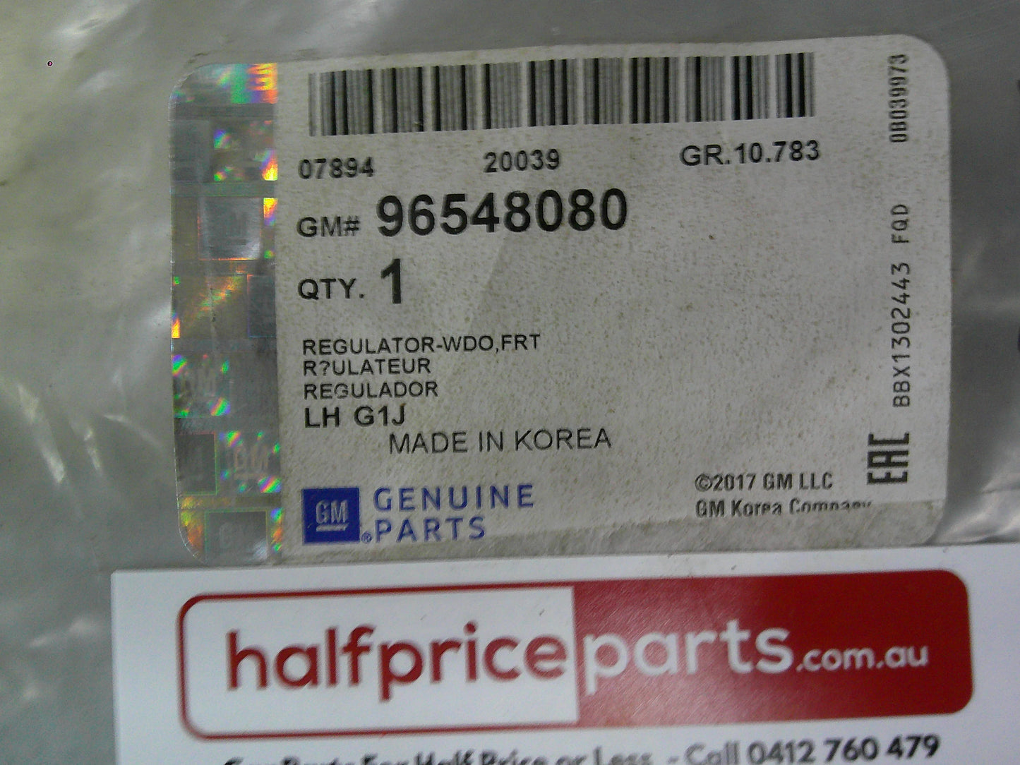 Holden JF Viva Genuine Left Hand Front Window Regulator (With Out Motor) New Part