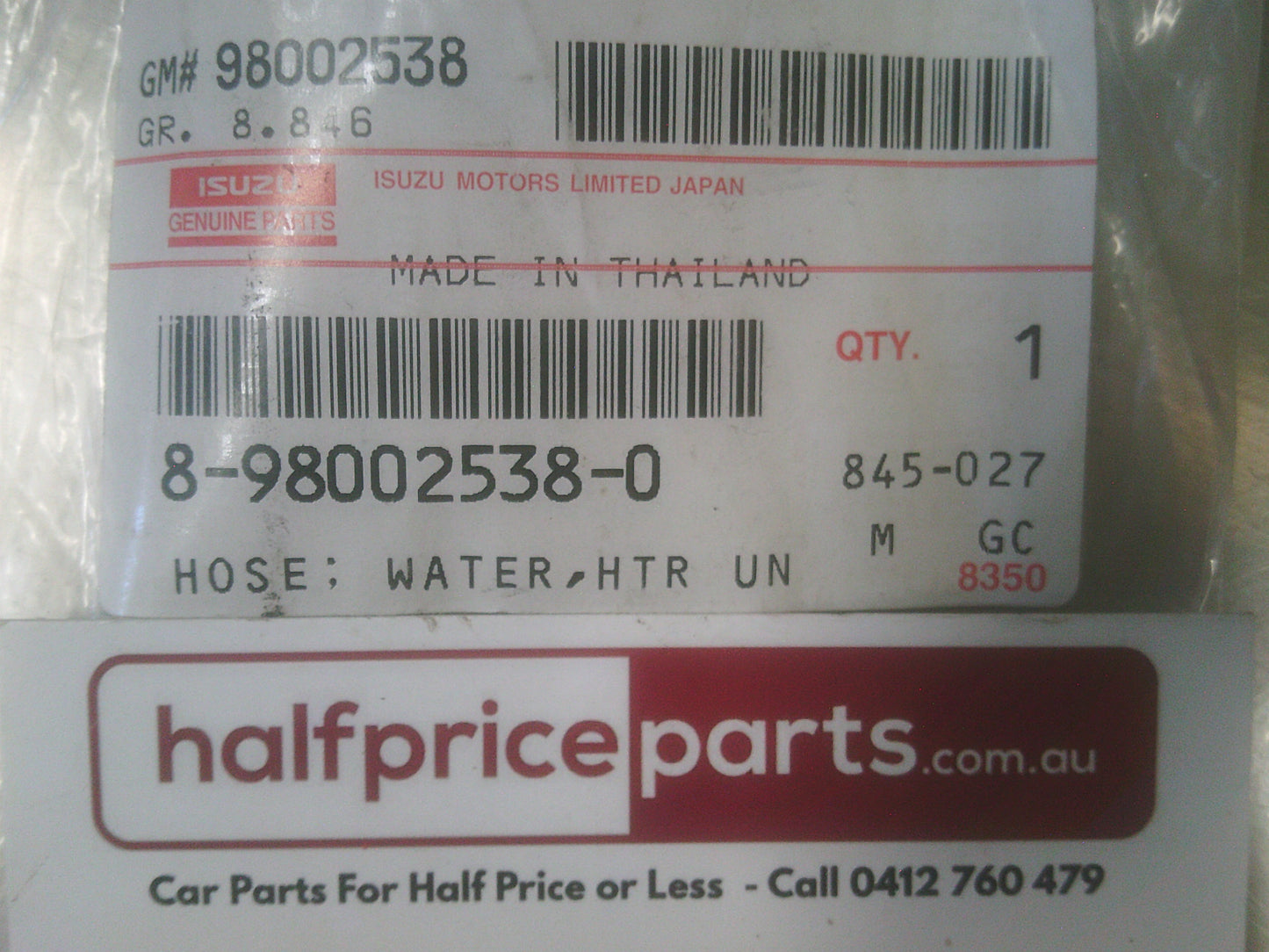 Holden Rodeo/Isuzu Genuine Heater Unit To Water Pipe Water Hose New Part