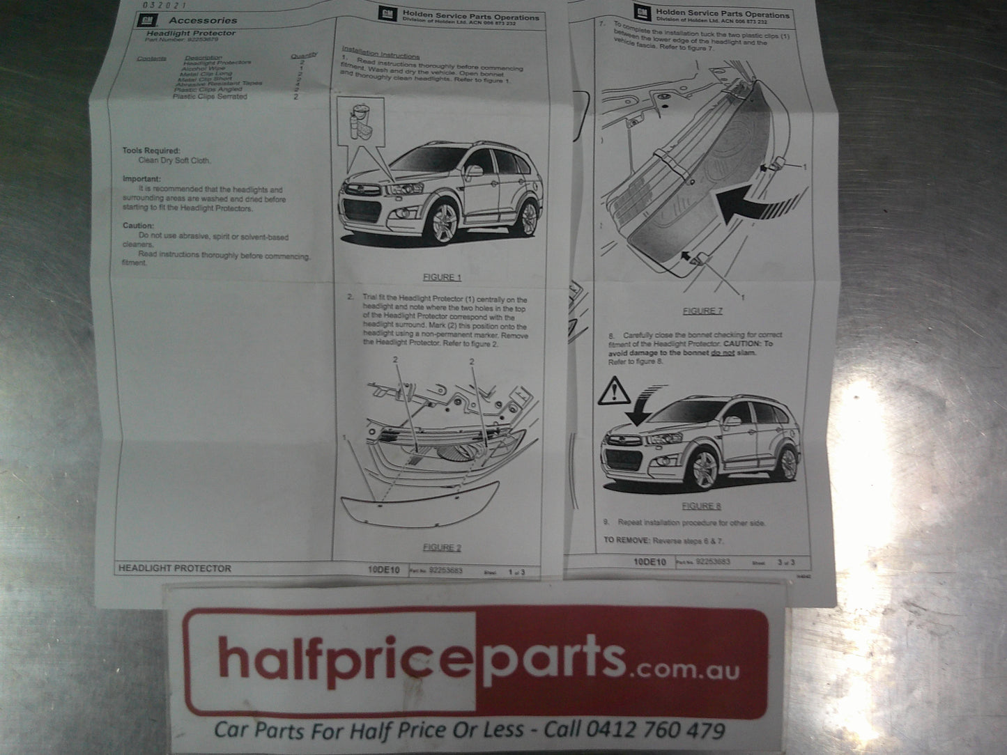 Holden Captiva 7 Genuine Heal Light Protector Kit New Part