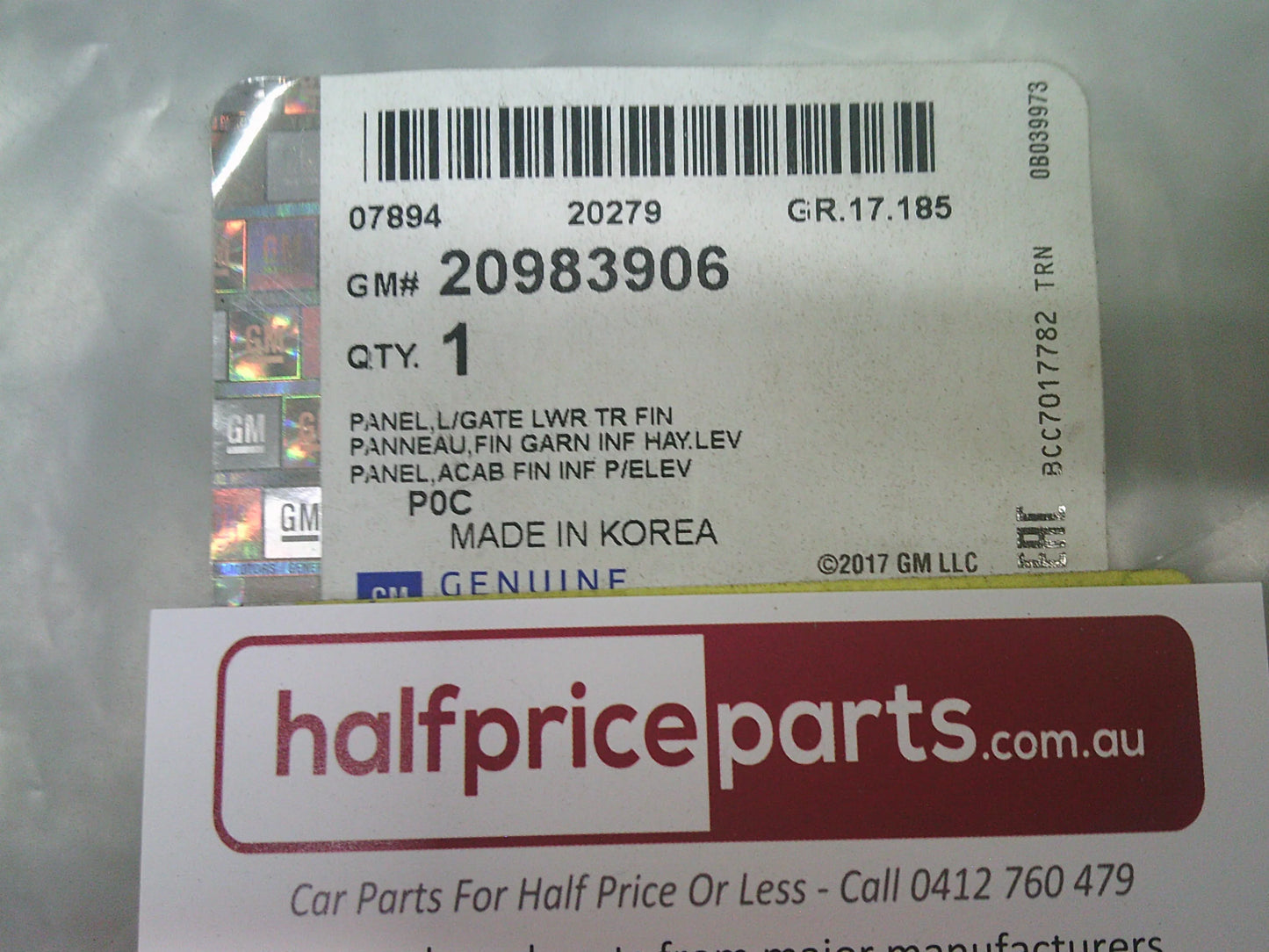 Holden CG/CG Series II Captiva Genuine Rear Inner Lower Tail Gate Trim New Part