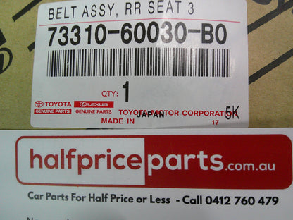 Toyota 120 Sereies Pardo Genuine Right Hand Rear Seat Belt 3rd Row New Part