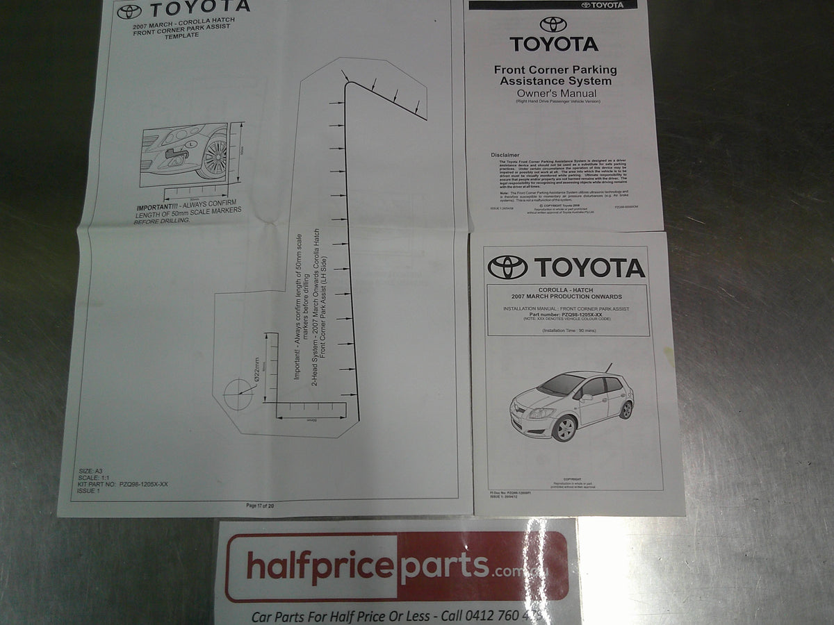 Toyota Corolla Hatch Genuine Front 2 Head Park Assist Complete Kit (Factory Silver Pearl) New Part