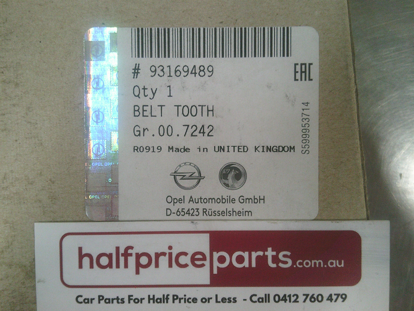 Holden Astra H Genuine Timing Belt New Part