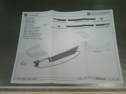 Holden VF SS/SSV/SV6 Commodore Sedan Genuine Factory Decal Side Kit (Black) New Part