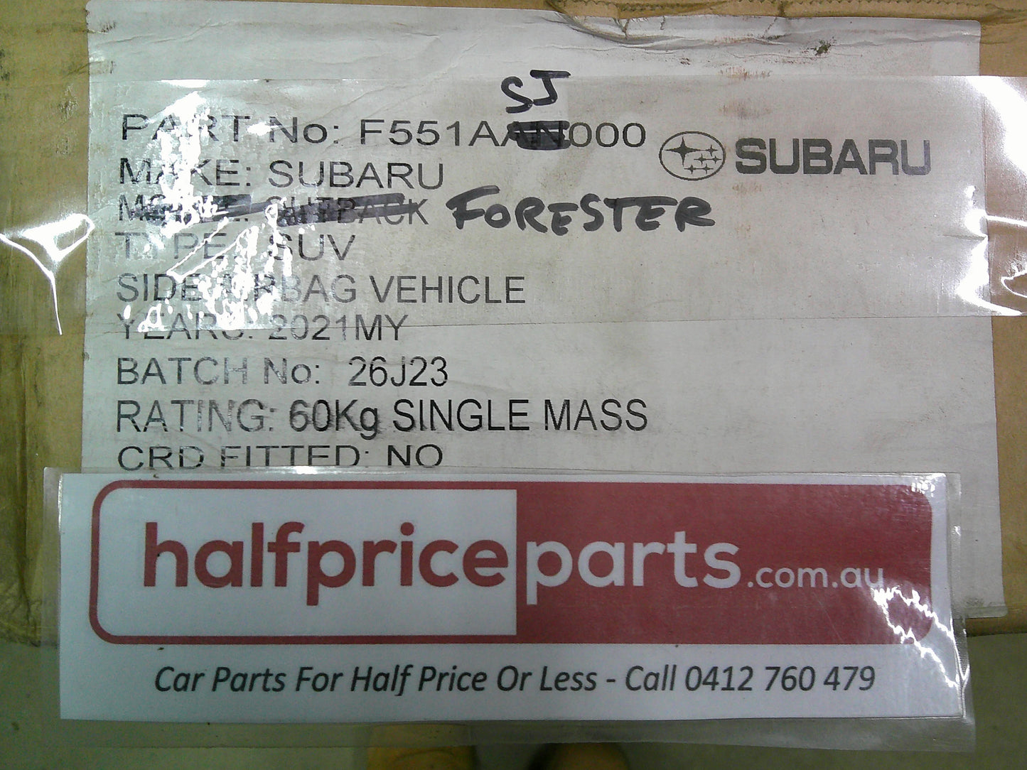 Subaru Forester Genuine Cargo Barrier New Part