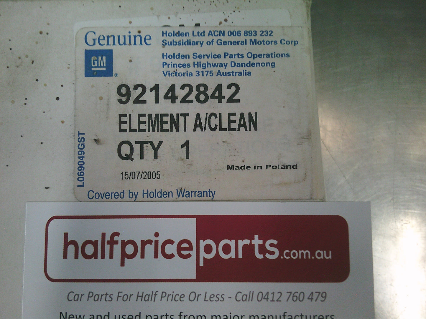 Holden Astra TR Genuine Engine Air Filter - New Part
