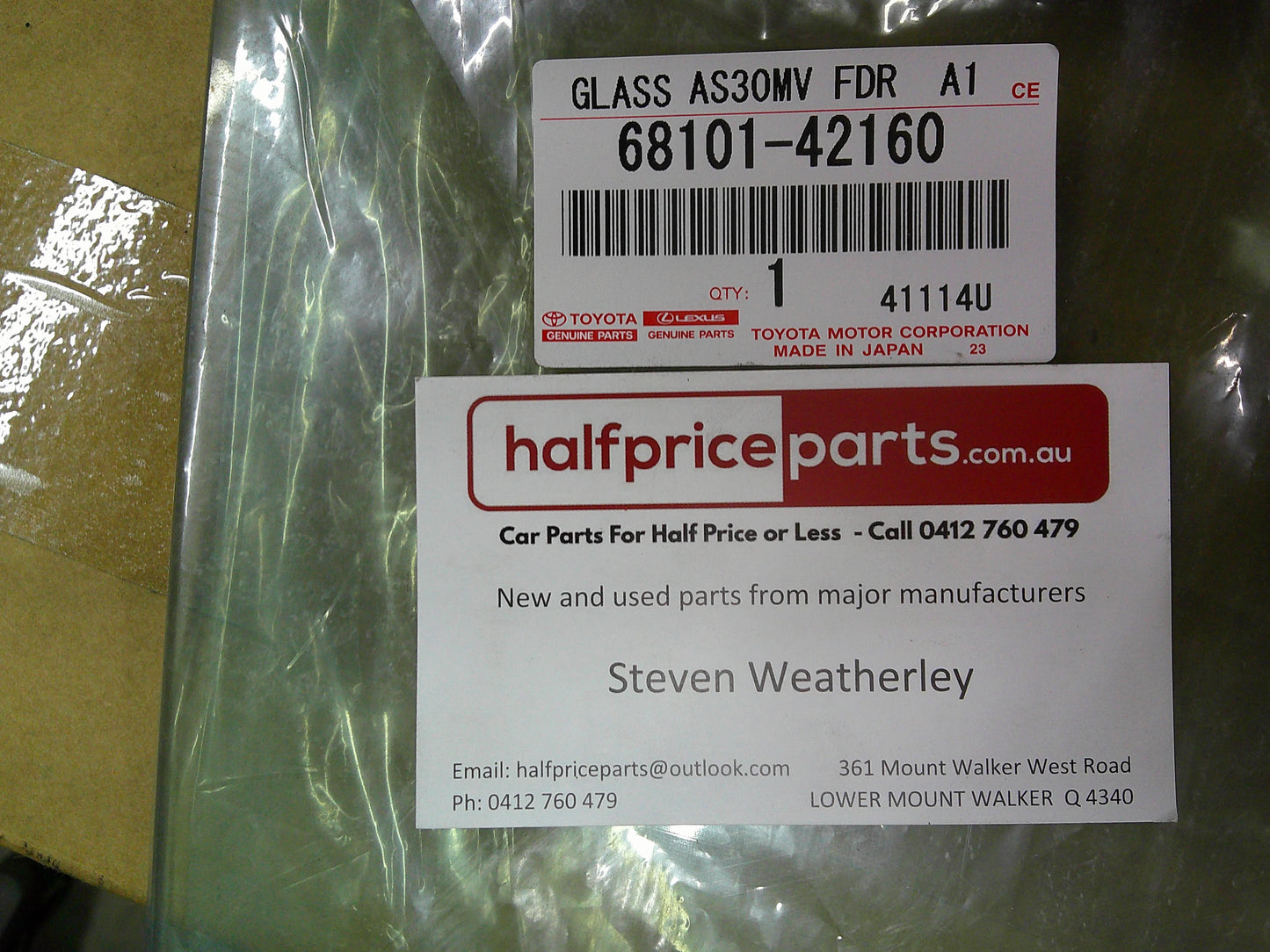 Toyota Rav 4 Genuine Right Hand Front (Drivers) Window Glass New Part