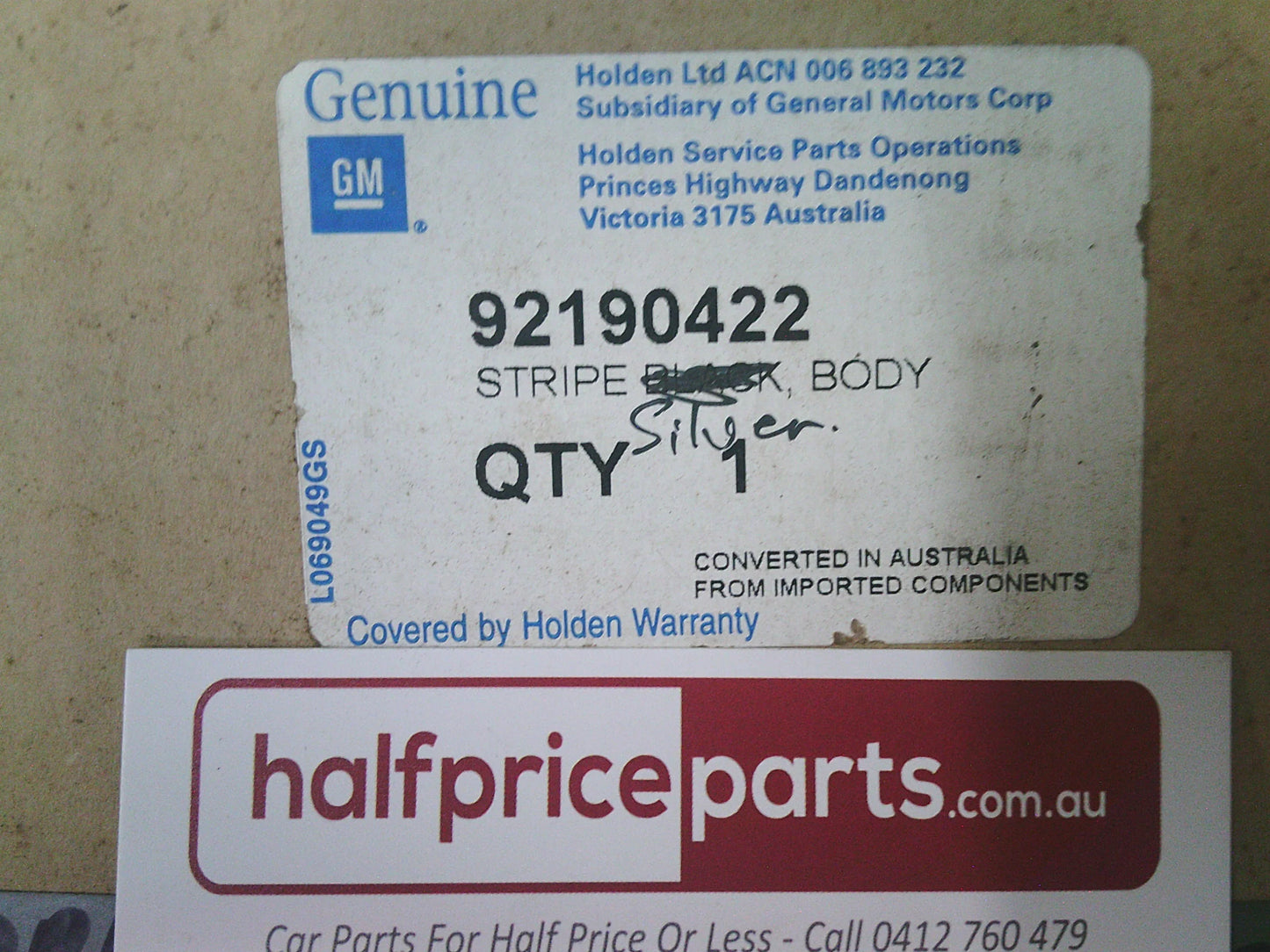 Holden VE SS/SSV Commodore Genuine Body Stripe Decal Silver *Incomplete* Kit New Part