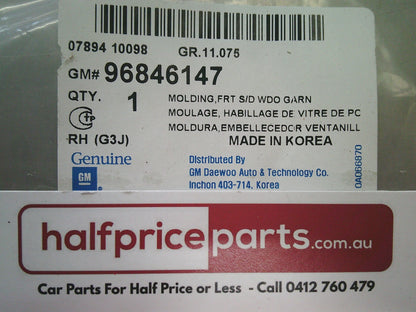 Holden GH Cruze Right Hand Front Upper Door Moulding Trim (Black) New Part