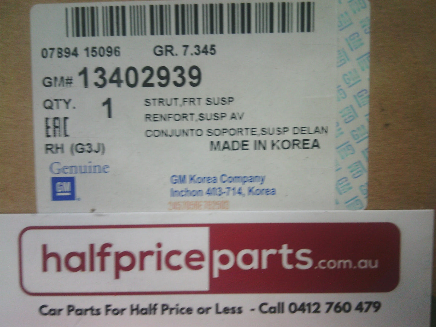 Holden JG/JH Cruze Genuine Right Hand Front Shock Absorber New Part