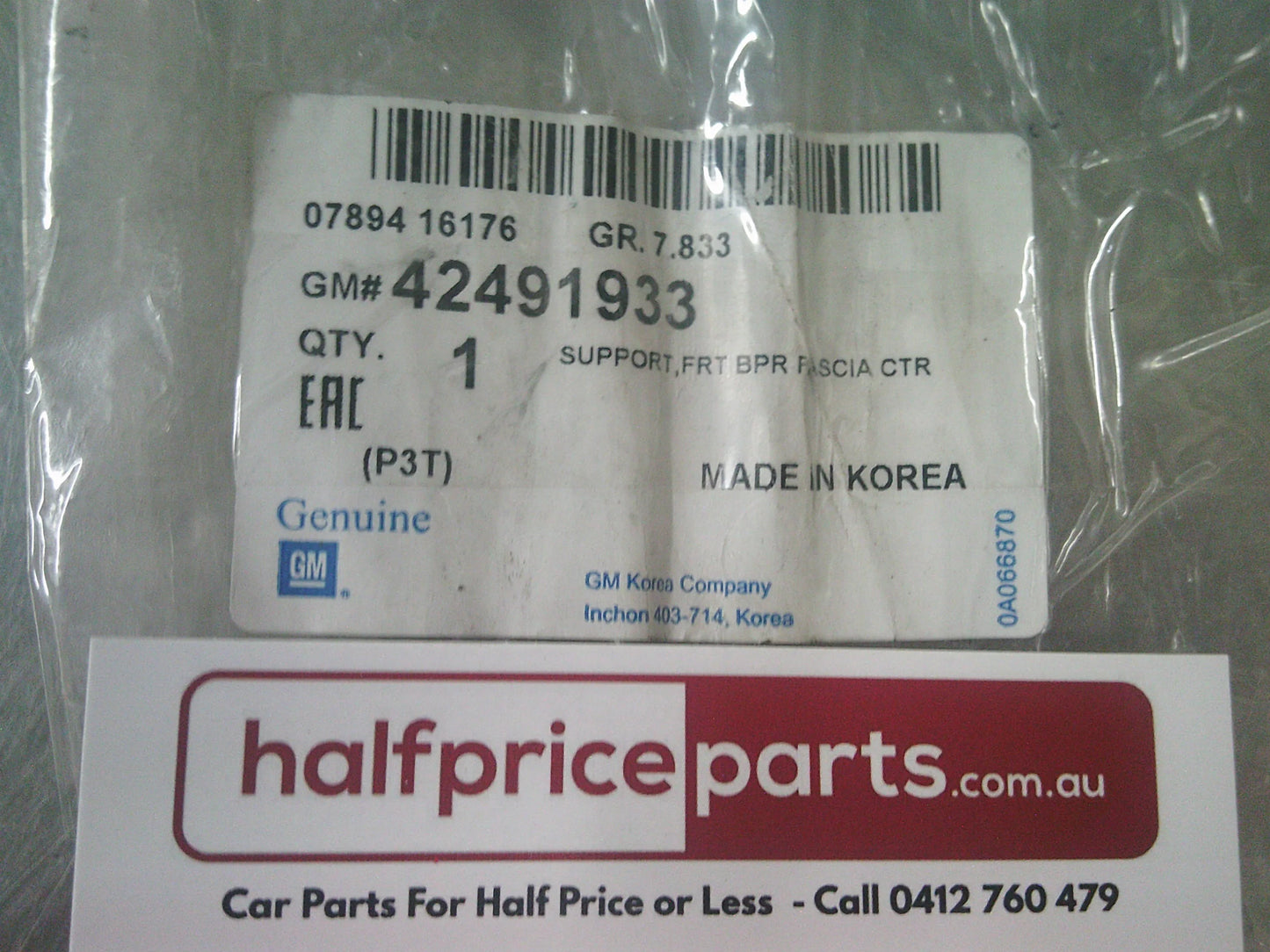 Holden Trax Genuine Front Bumper Centre Support New Part