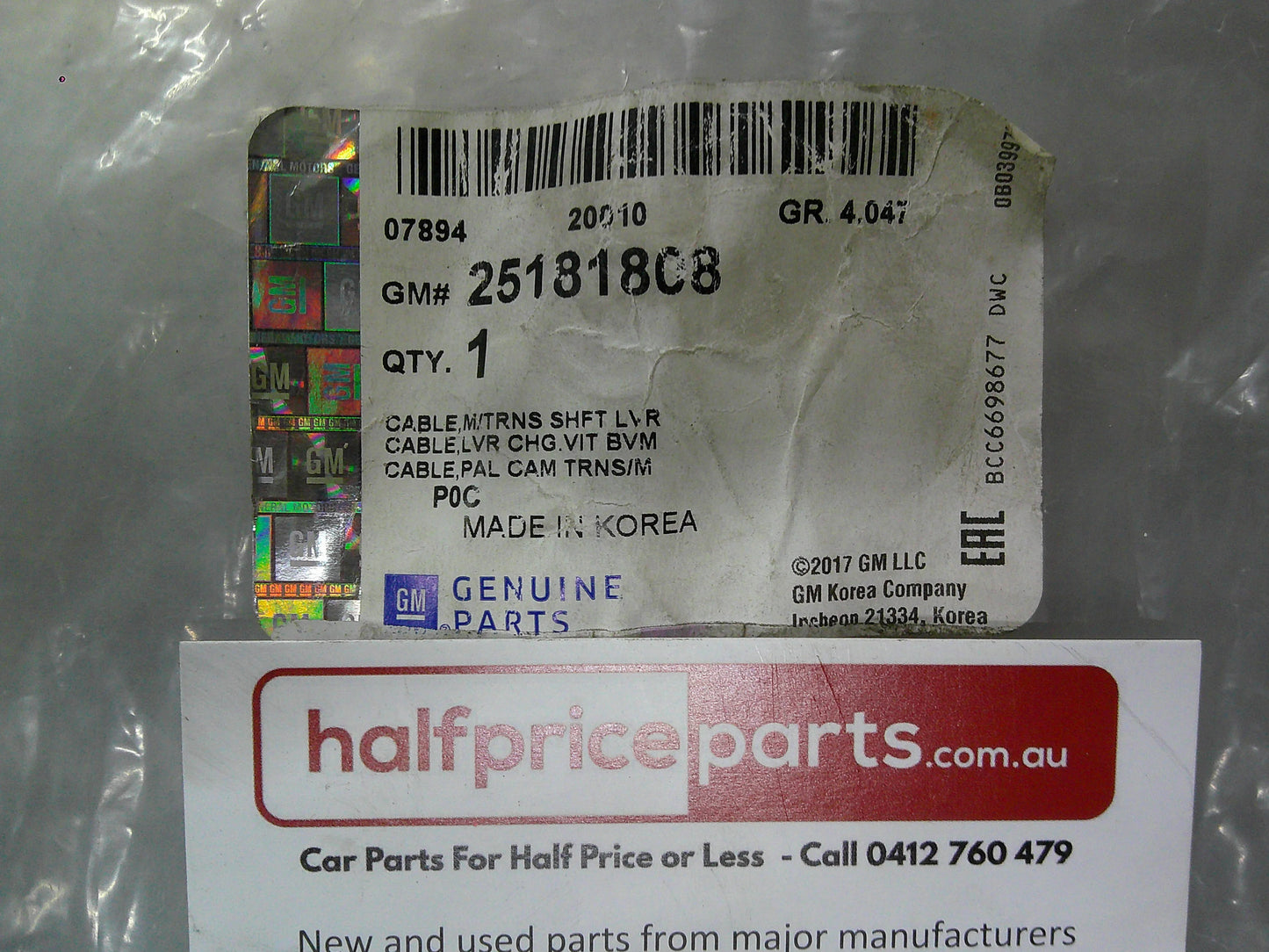 Holden CG Captiva Genuine Manual Shift Gear Selector Cable Assembly New Part