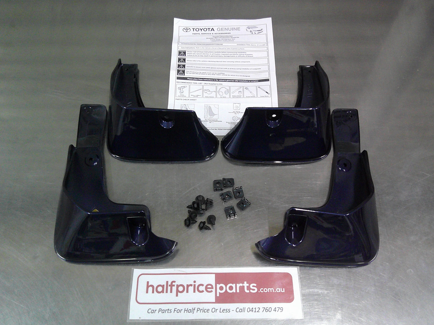 Toyota Aurion/Camry Genuine Front And Rear Mudguard Set With Fitting Kit (Factory Dark Blue Mica) New Part