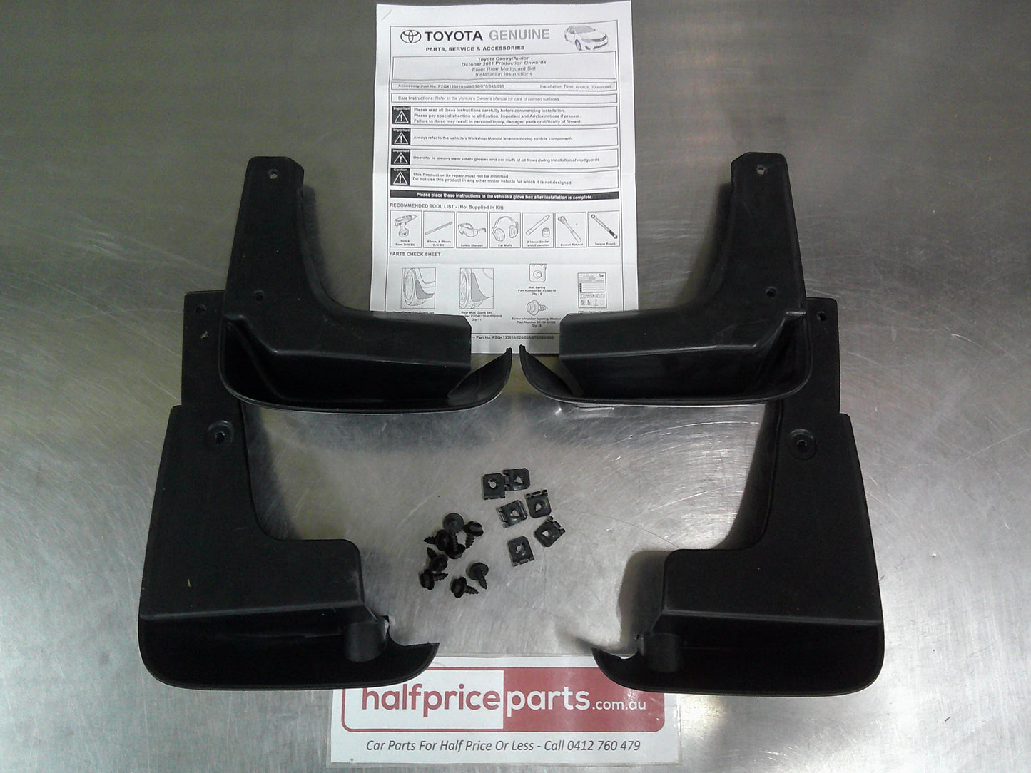 Toyota Aurion/Camry Genuine Front And Rear Mudguard Set With Fitting Kit (Factory Dark Blue Mica) New Part