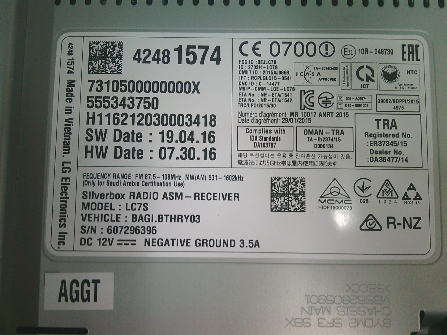 Holden RG Colorado Genuine Radio ASM Receiver New Part