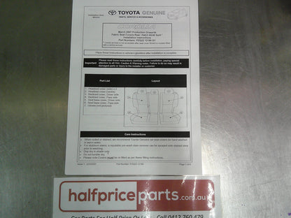 Toyota Corolla Genuine Rear Seat Covers (Black Fabric) New Part