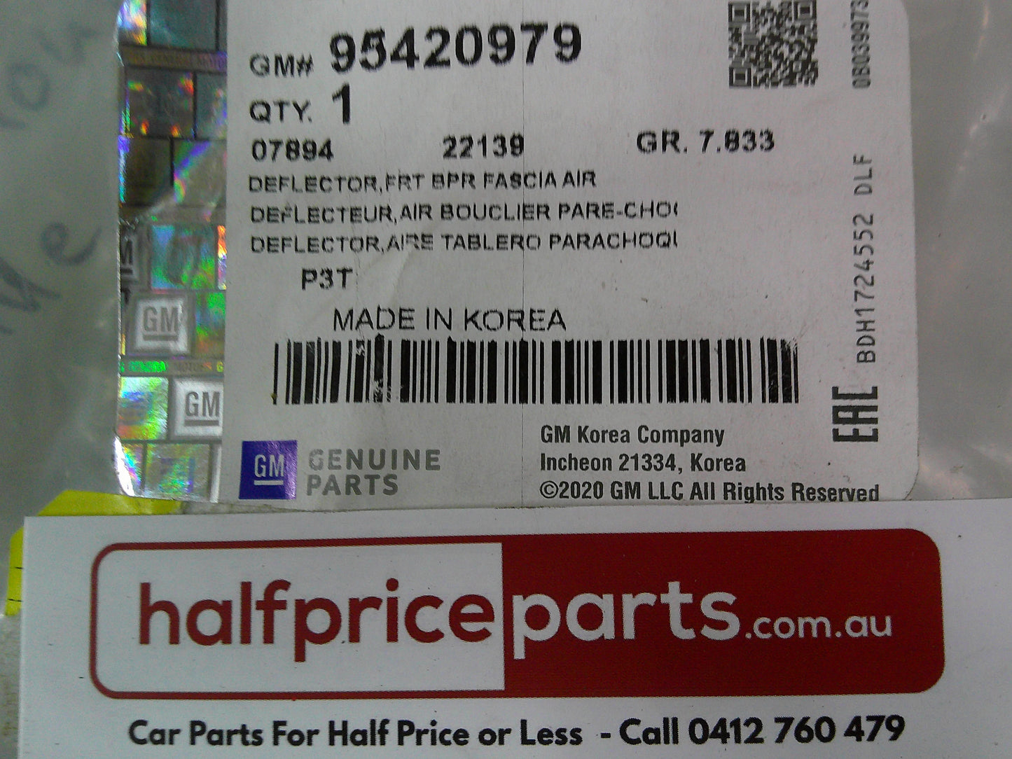Holden Trax Genuine Front Bumper Grille Lower Deflector (Air Dam Deflector) New Part.