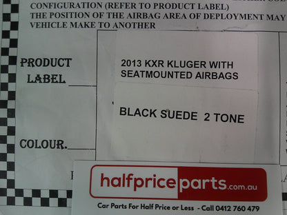 Suede Front Seat Covers Air Bag Compatible Suits Toyota Kluger (Tow Tone) New Part