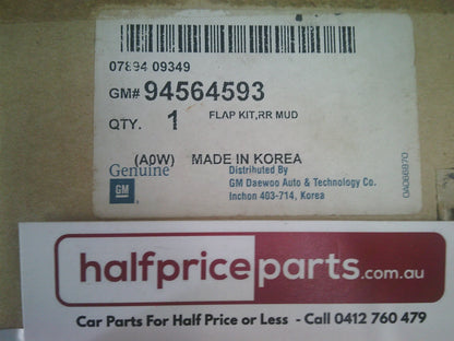 Holden MJ Spark Genuine Rear Set Mud Flap With Fitting Kit New Part