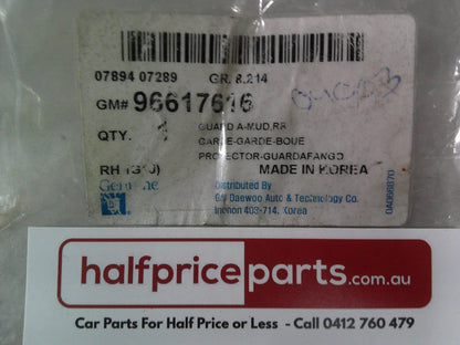 Holden JF Viva Genuine Right Rear Mudflap Only New Part