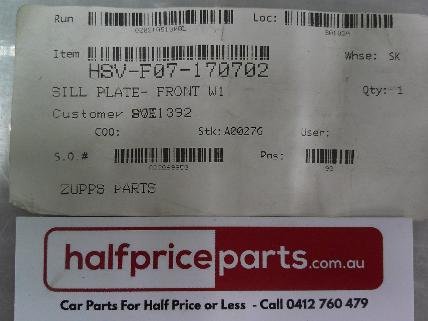 Holden HSV VF Commodore GTSW-W1 Genuine Front Door Sill Plate New Part