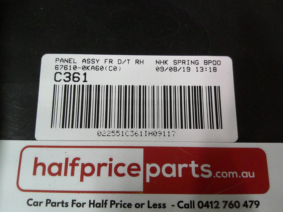 Toyota Hilux Genuine Right Hand Front Door Trim Card (Black) New Part.
