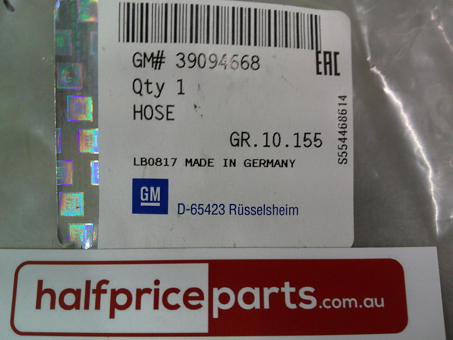 Holden ZB Commodore Genuine Windscreen Washer Hose New Part