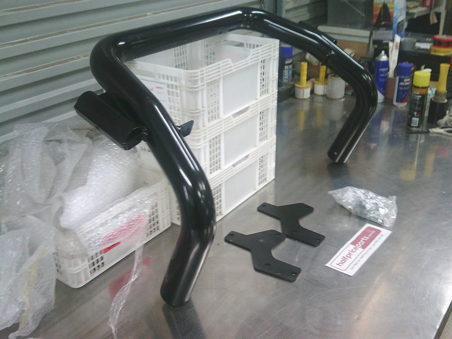 Front Nudge Bar With Builders Rack Mounts Black With Fitting Kit And Bolt Kit (Vehicle Unknown) New Part
