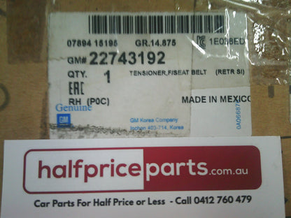 Holden CG Captiva 5/7 CG Genuine Front Right Hand Seat Belt Tensioner w/Square Connector New Part.