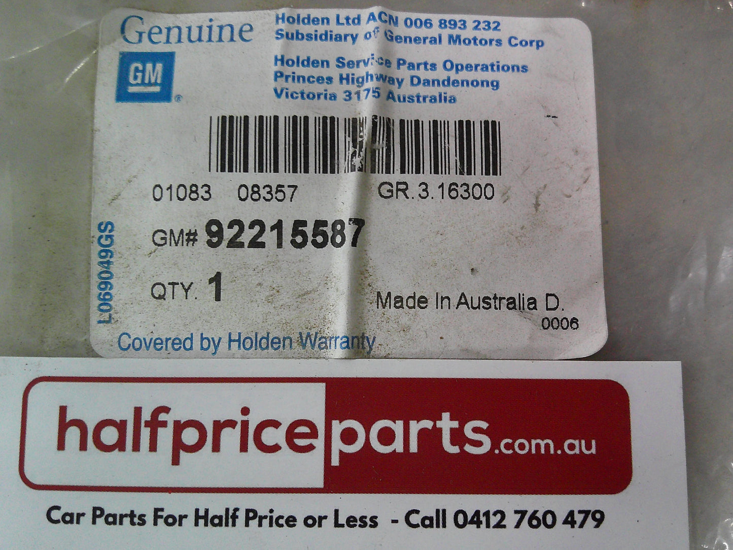 Holden VE Commodore/WM Statesman Genuine Fuel Feed and Return Pipe Heat Shield New Part