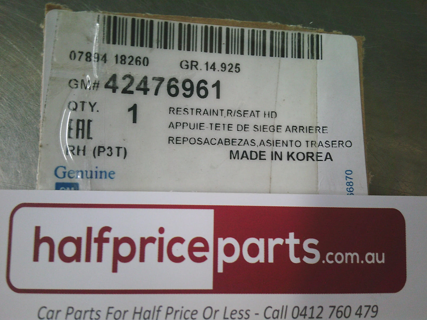 Holden Trax Genuine Second Row Jet Black Head Rest - New Part