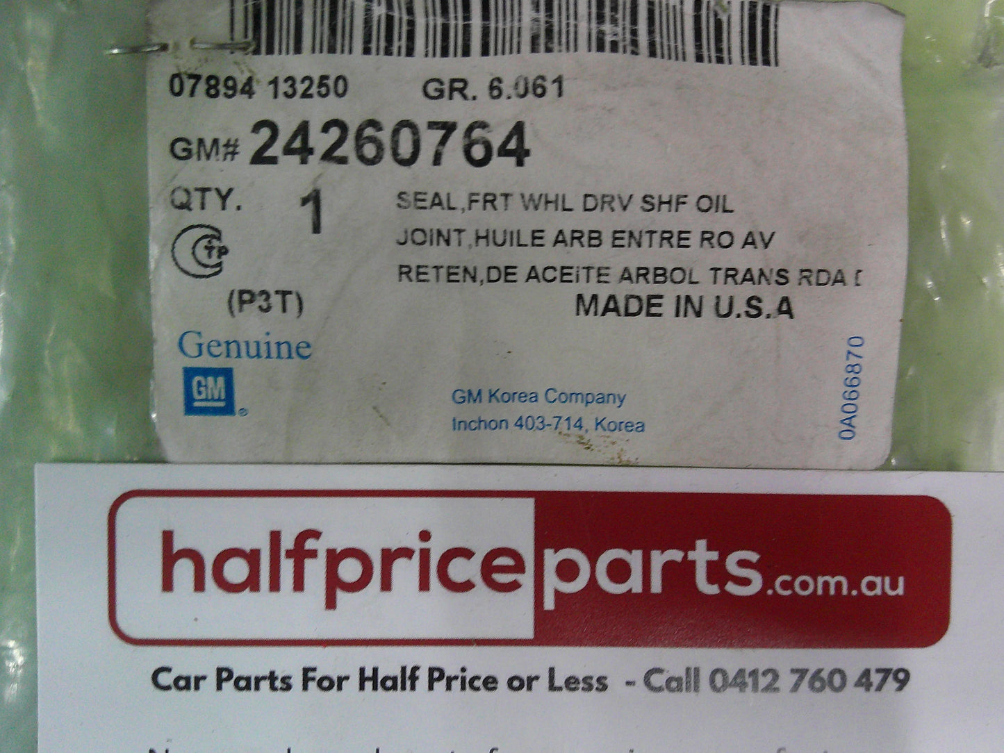 Holden Malibu Genuine Front Wheel Seal Drive Shaft Seal New Part