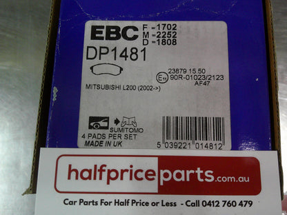 EBC Heavy Duty Ultimax Front Brake Pads Suit Mitsubishi MK Triton 2.5TD (K64T & K74T) New Part