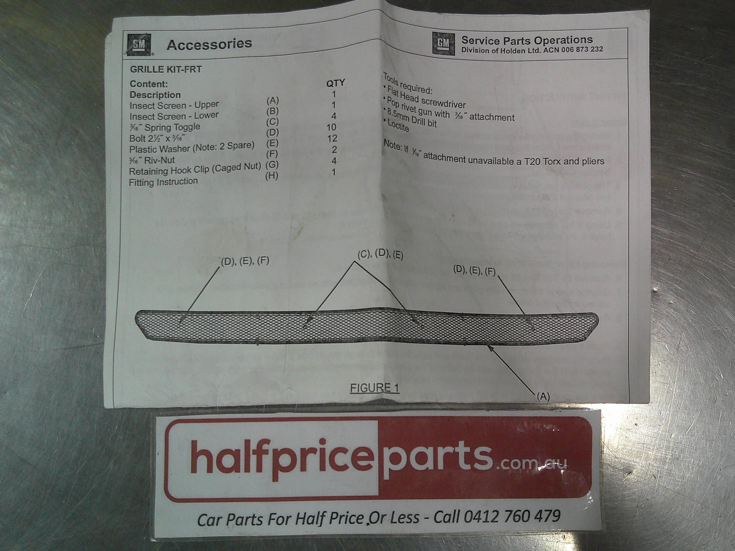 Holden RG Colorado Genuine Front Insect Screen Upper And Lower Grille With Fitting Kit New Part