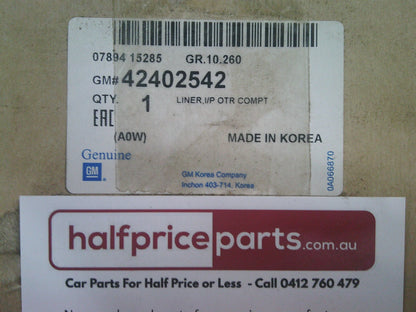 Holden Barina Spark Genuine Rubber Mat/Liner Quarter Compartment New Part