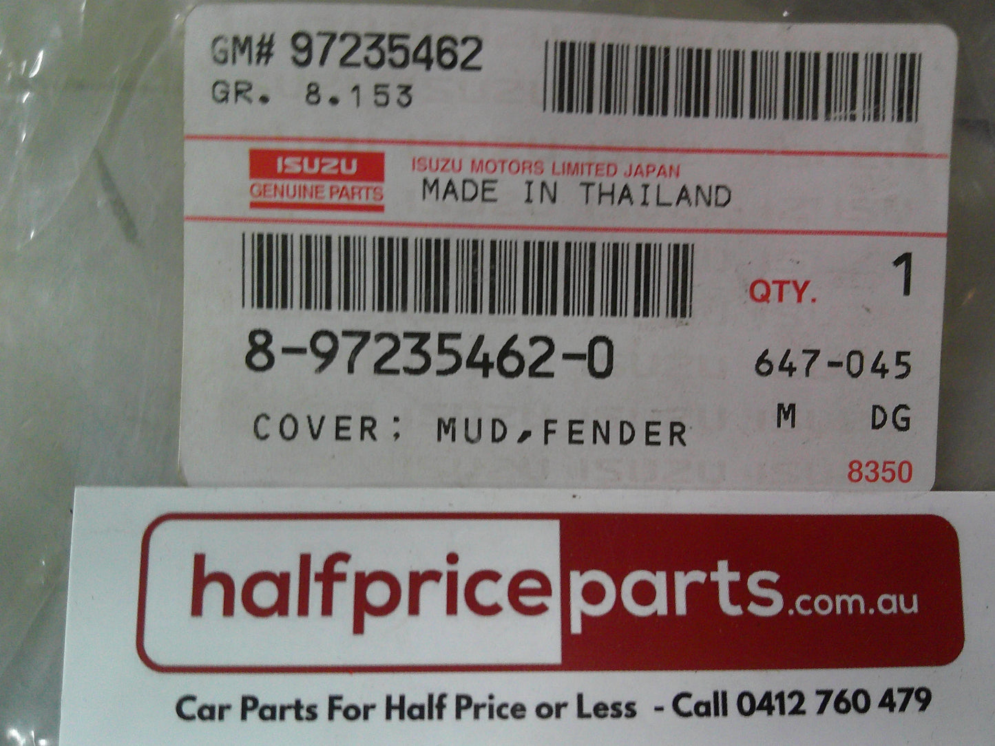 Holden RA Rodeo Genuine Left Hand Front Rubber Fender Mud Guard New Part