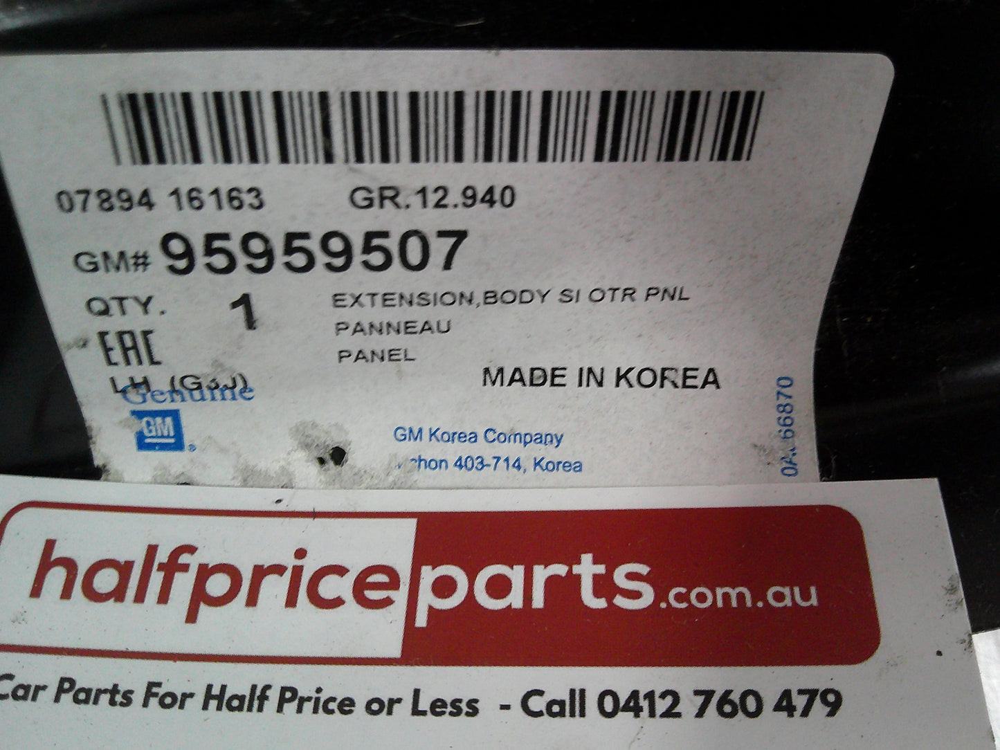 Holden JH Cruze Series II Sedan Genuine Lower Rear Left Hand Side Extension Panel New Part.