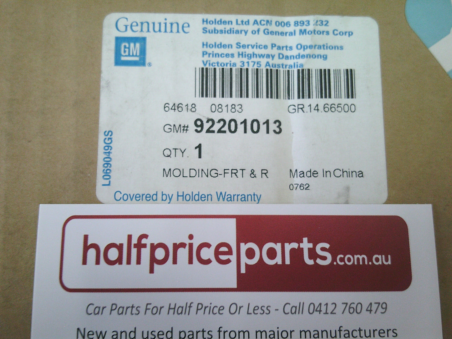 Holden VU-VY-VZ UTE Genuine Right Hand Roof Reveal Moulding - New Part