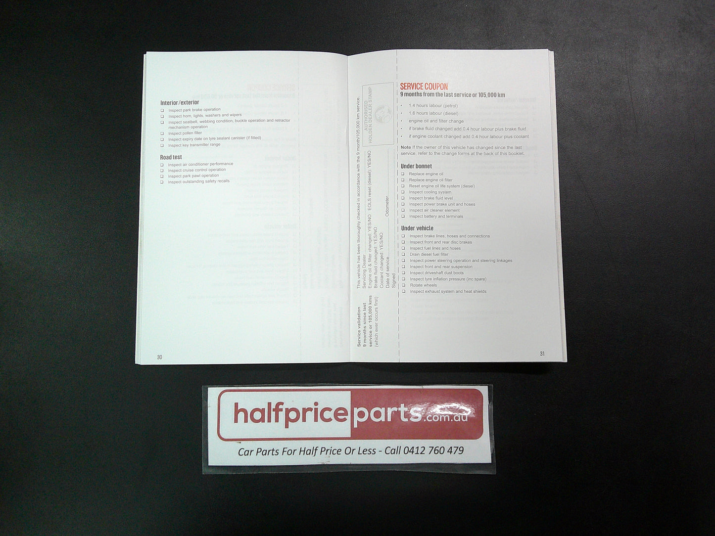 Holden EM Malibu Genuine Service/Warranty Booklet New Part