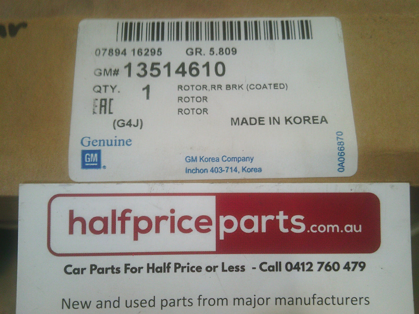 Holden BK Astra Genuine Rear Brake Rotor New Part
