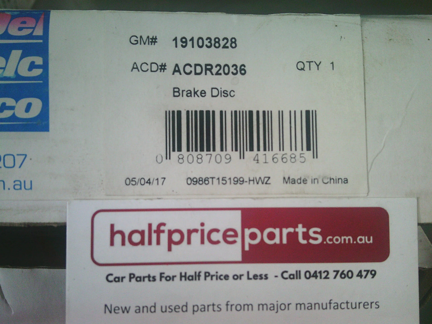 Holden TK Barina/XC Combo Genuine Front Disc Rotor (Sold As Pair Only) New Part