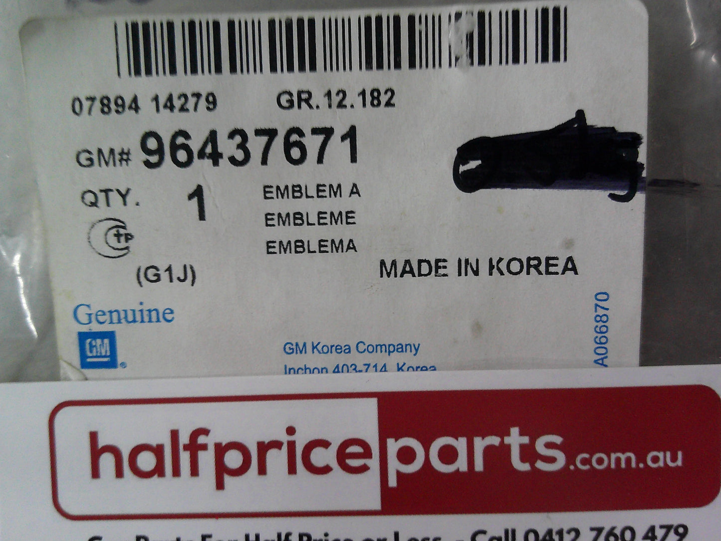 Holden Viva Genuine Chrome Tail Gate Emblem New Part