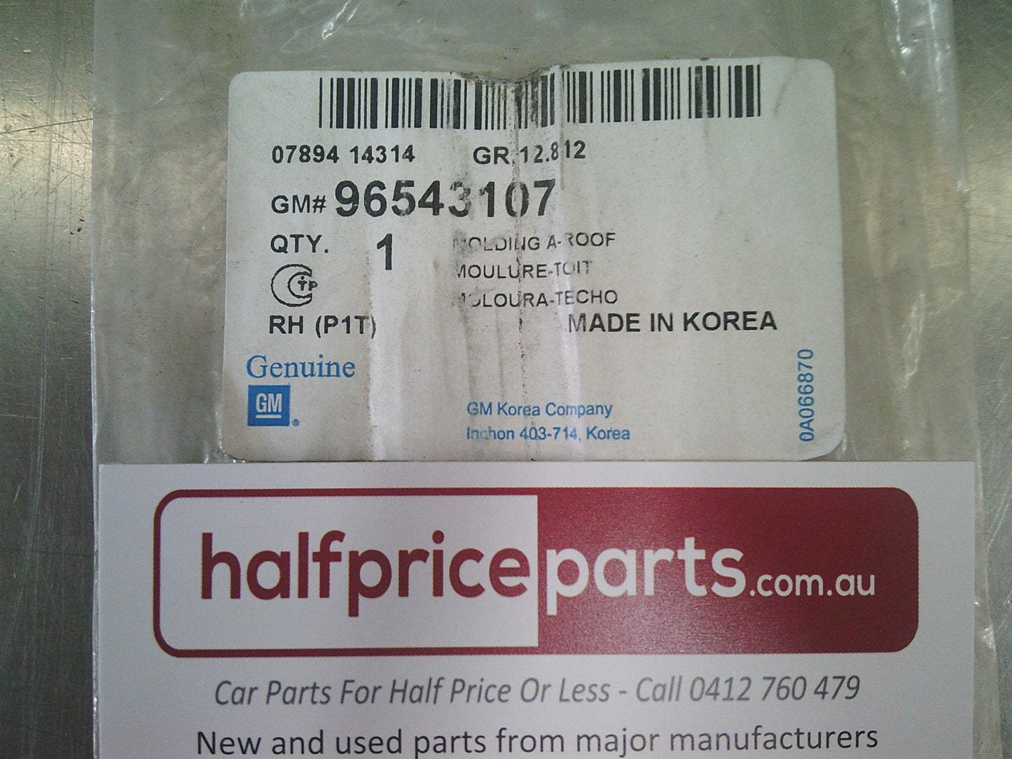 Holden Barina TK Hatch Back Genuine Right Hand Roof Moulding Side Panel New Part