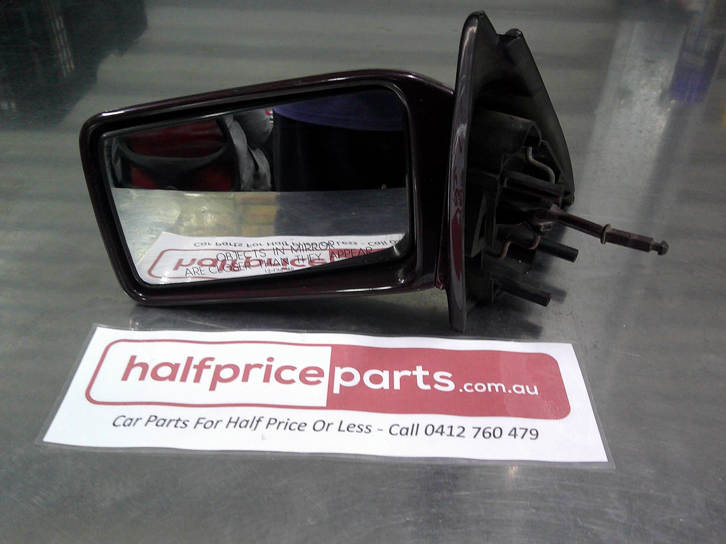 Holden VR/VS Commodore Genuine Left Hand Front Mirror Manual Assembly (Valencia Red Pearl MK2) Used Part