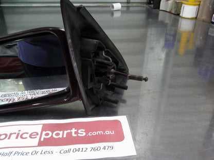 Holden VR/VS Commodore Genuine Left Hand Front Mirror Manual Assembly (Valencia Red Pearl MK2) Used Part