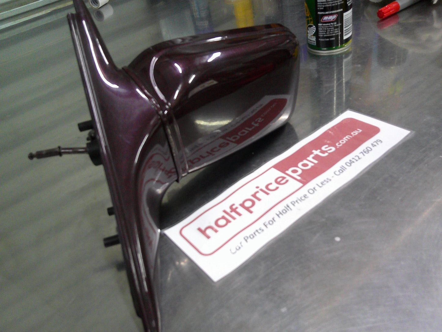 Holden VR/VS Commodore Genuine Left Hand Front Mirror Manual Assembly (Valencia Red Pearl MK2) Used Part